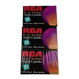 RCA Blank Audio Cassette Tape 60 Minute Hi-Fi Stereo Lot Of 3 New Sealed VTG 90s